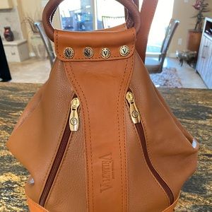 Valentina leather brown sling back